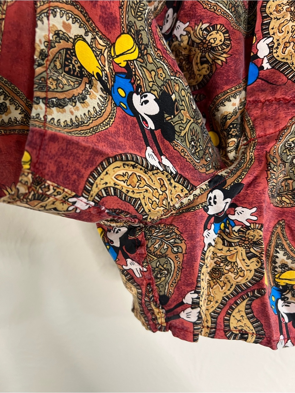 Vintage Disney Red Paisley Mickey & Co. Silk Lounge Shorts size Large - Picture 3 of 9